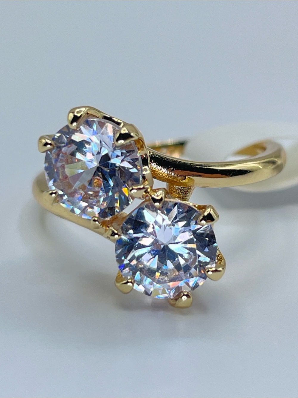 Swarovski Crystals Elements White Crystal Bypass Solitaire Ring Sz 6.5